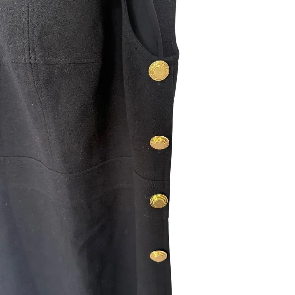 Tory Burch Black Side-Button Shift Dress Size 12 NWT